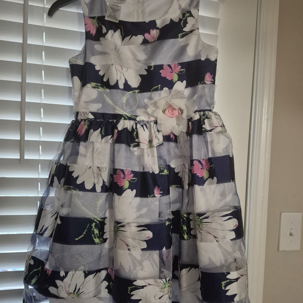 Bonnie Jean Navy and White Floral Dress